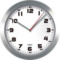 Zegar cienny aluminiowy, 29, 5cm srebrny z bia tarcz E01.2482 MPM