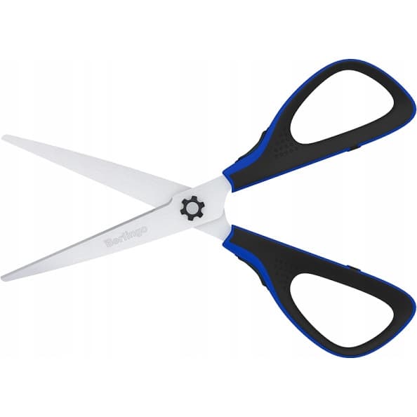 Nożyczki 20cm Easycut 300 soft grip niebieskie 326323 BERLINGO