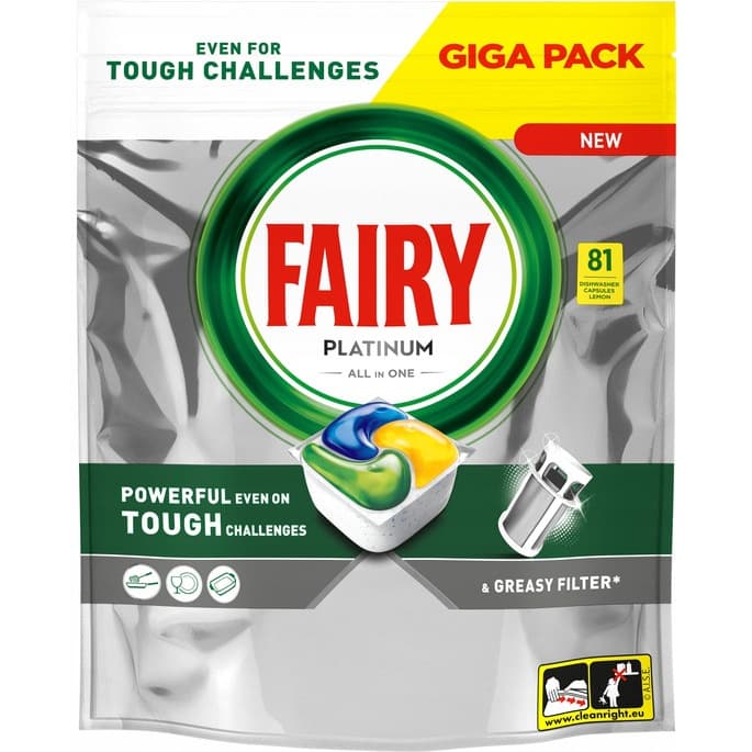 Kapsułki do zmywarki FAIRY PLATINUM (81 sztuk) LEMON