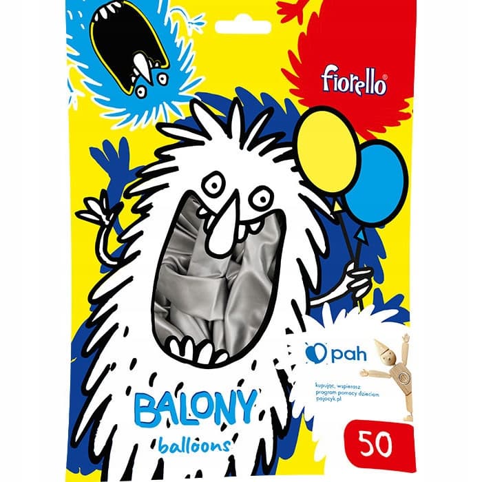 Balony metalizowane srebrne 10" (50szt.) FIORELLO 170-2631