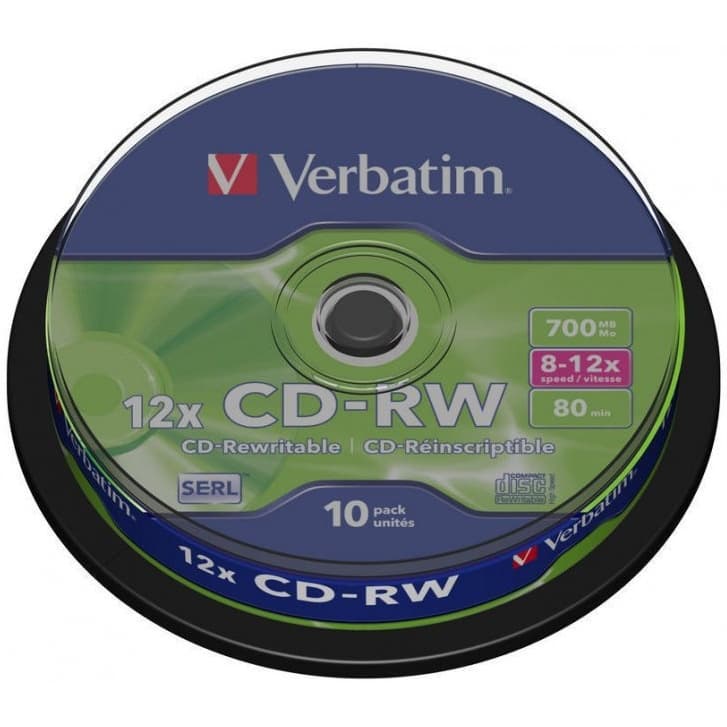 Płyta CD-RW 700MB VERBATIM 12x cake (10szt) 43480