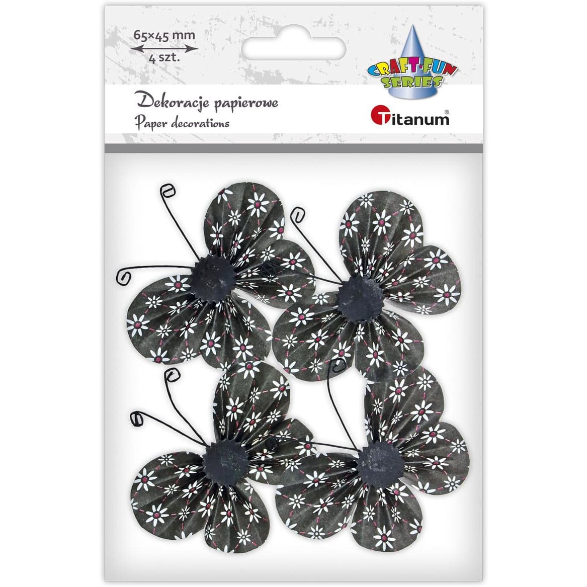 Motyle papierowe 3D (4szt.) 6,5x4,5cm 491118 TITANUM