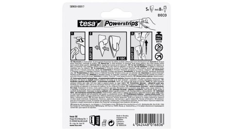 Haczyki samoprzylepne POWERSTRIPS Deco (5szt.) blister 58900-00017 TESA