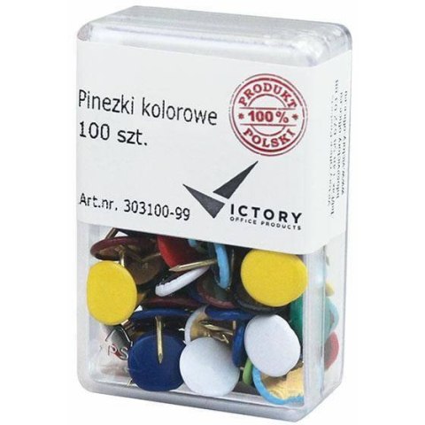 Pinezka kolorowa (100szt.) opakowanie plastikowe 303100-99 VICTORY Pinezka kolorowa (100szt.) opakowanie plastikowe 303100-99 VICTORY