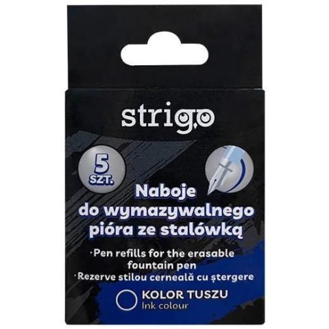 Naboje do wymazywalnego pióra ze stalówką niebieskie (5 szt.) SSC262 STRIGO Naboje do wymazywalnego pióra ze stalówką niebieskie (5 szt.) SSC262 STRIGO