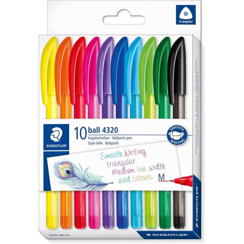 Długopis jednorazowy trójkątny M 10kol. STAEDTLER S 4320 MC10 Długopis jednorazowy trójkątny M 10kol. STAEDTLER S 4320 MC10