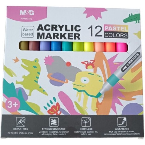 Markery akrylowe 1-2mm komplet 12 kolorów pastelowych MG APMT3312 WP12 Markery akrylowe 1-2mm komplet 12 kolorów pastelowych MG APMT3312 WP12