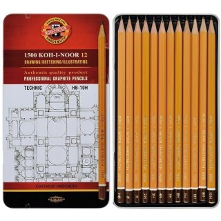 Ołówek grafitowy TECHNIC komplet HB-10H 12szt. 1502/I KOH-I-NOOR