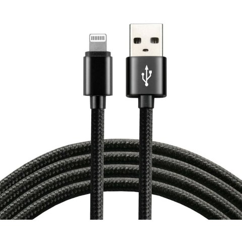 Kabel USB-A -> Lightning 2m 2,4A pleciony czarny EVERACTIVE (CBB-2IB) Kabel USB-A -> Lightning 2m 2,4A pleciony czarny EVERACTIVE (CBB-2IB)