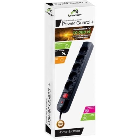 Listwa TRACER PowerGuard 5 gniazd 3m czarna TRALIS30407 Listwa TRACER PowerGuard 5 gniazd 3m czarna TRALIS30407