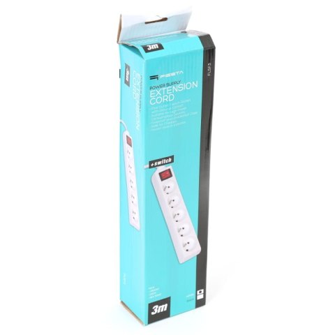 Listwa zasilająca 5g/3m biała FIESTA 10A/2500W uziemienie (42045)