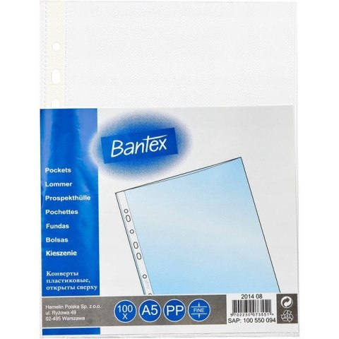 Koszulki groszkowe na dokumenty A5 48mic 100 sztuk w folii 100550094 BANTEX
