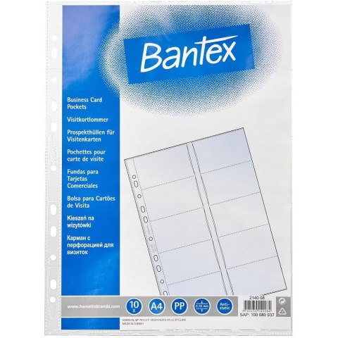 Koszulki krystaliczne na 20 wizytówek A4 PP 100mic 10 sztuk 100080937 BANTEX