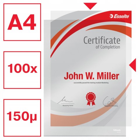 Ofertówki krystaliczne na dokumenty A4 150mic 100 sztuk przezroczyste 55270 ESSELTE