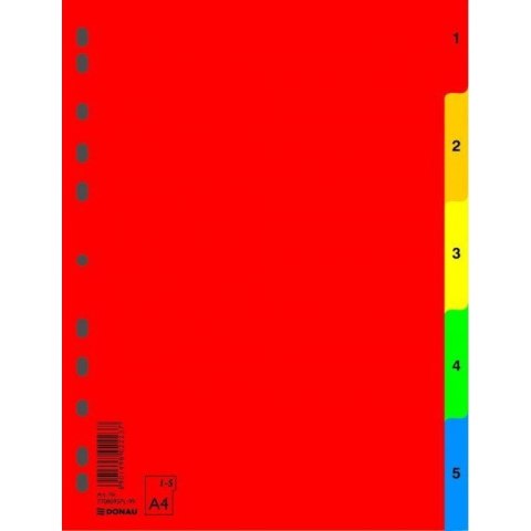 Przekładki A4 PP numeryczne 1-5 kolorowe 7708095 DONAU