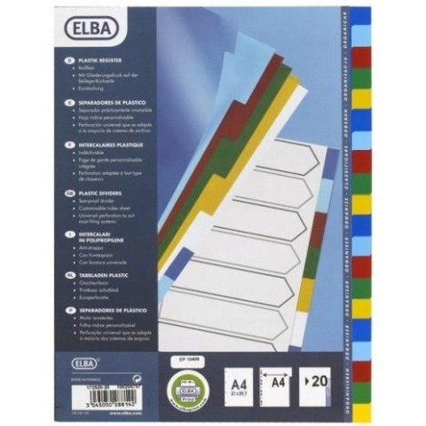 Przekładki do segregatora A4 20 sztuk PP kolorowe 100204757 OXFORD