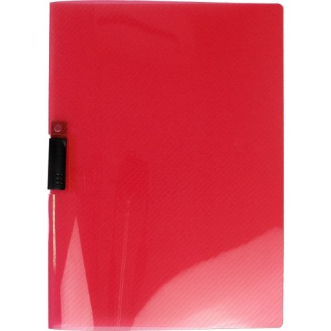 Skoroszyt z klipsem na dokumenty A4 PP transparenty czerwony PK-11-01 BIURFOL