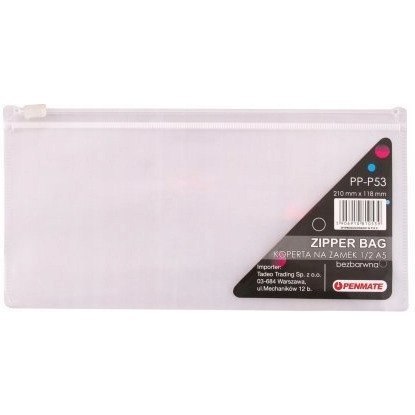 Koperta na zamek DL 1/3 A4 bezbarwna PP-P53 TT6694 PENMATE Koperta na zamek DL 1/3 A4 bezbarwna PP-P53 TT6694 PENMATE