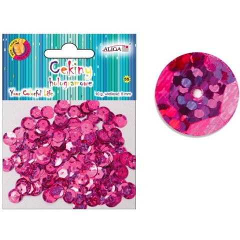 Cekiny hologramowe ciemno różowe 8mm, 10g MT-6600(61) ALIGA Cekiny hologramowe ciemno różowe 8mm, 10g MT-6600(61) ALIGA
