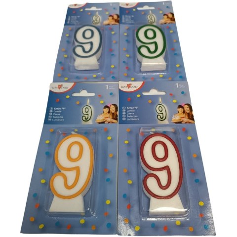 Świeczka jubileuszowa cyfra 9 na urodziny tort 0011142650 HERLITZ