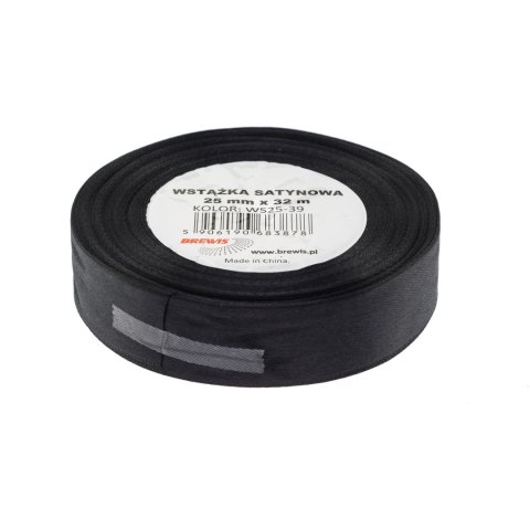 Wstążka satynowa 25mm/32m czarna BREWIS Wstążka satynowa 25mm/32m czarna BREWIS