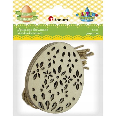 Zawieszki drewniane PISANKI AŻUROWE 6szt. 494412 TITANUM Zawieszki drewniane PISANKI AŻUROWE 6szt. 494412 TITANUM