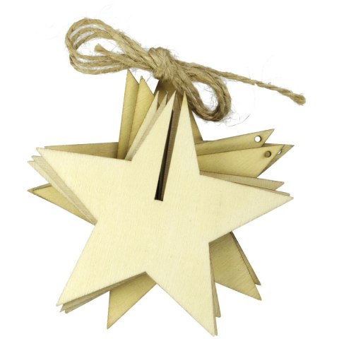 Dekoracja drewniana gwiazda 3D (3szt.) 412640 TITANUM