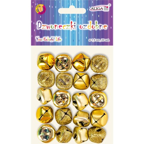 Dzwoneczki ozdobne 1,5cm złote, 20 szt ALIGA DZW-1636