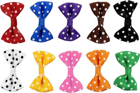 Kokardki materiałowe kolorowe w kropki 10szt 472619 TITANUM