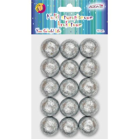 Kulki styropianowe srebrne 30mm 15szt. KSB-1612 ALIGA