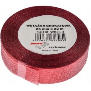 Wstążka brokatowa czerwona 25mm WB25-3 BREWIS