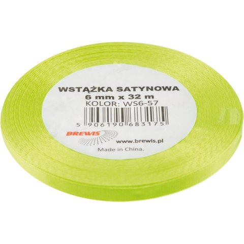 Wstążka satynowa 6mm/32m limonkowy WS6-57 BREWIS