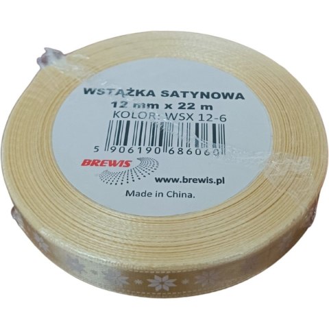 Wstążka satynowa Boże Narodzenie 12mm/22m złota WSX12-6 BREWIS Wstążka satynowa Boże Narodzenie 12mm/22m złota WSX12-6 BREWIS