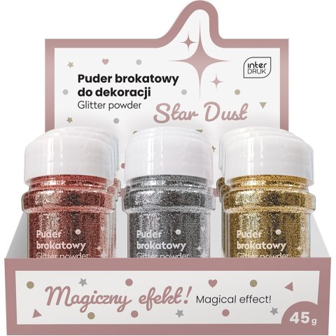 Puder brokatowy do dekoracji 45g STAR DUST 9szt. INTERDRUK Puder brokatowy do dekoracji 45g STAR DUST 9szt. INTERDRUK
