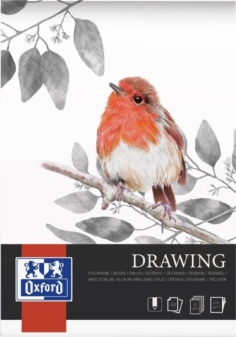 Blok rysunkowy A3 szkicownik 25 kartek 200g klejony 400166122 OXFORD