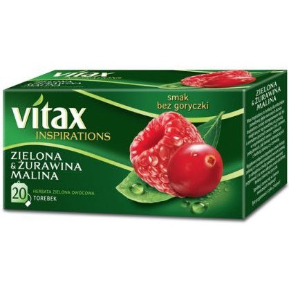 Herbata VITAX INSPIRATIONS (20 torebek) zielona, żurawina i malina 40g Herbata VITAX INSPIRATIONS (20 torebek) zielona, żurawina i malina 40g