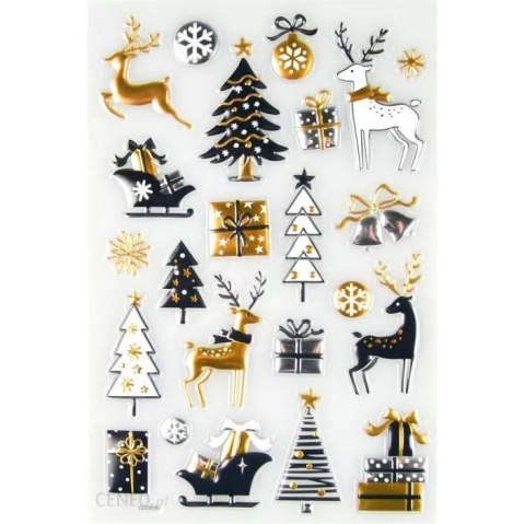 Naklejki 3D GLAMOUR wypukłe świąteczne motywy 23szt 140x250mm ARPEX