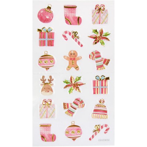 Naklejki pastelowe motywy świąteczne/zimowe 21,4x10cm ARPEX