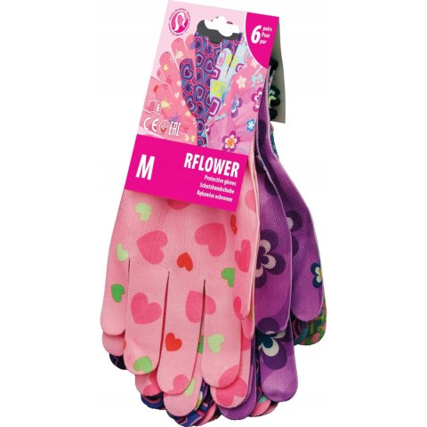 Rękawice REIS RFLOWER MC nylonowe ogrodowe multikolor (6par) roz.8/M Rękawice REIS RFLOWER MC nylonowe ogrodowe multikolor (6par) roz.8/M