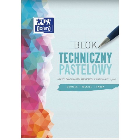 Blok techniczny szkolny A4 pastelowy 10 kartek 225g 400166068 OXFORD