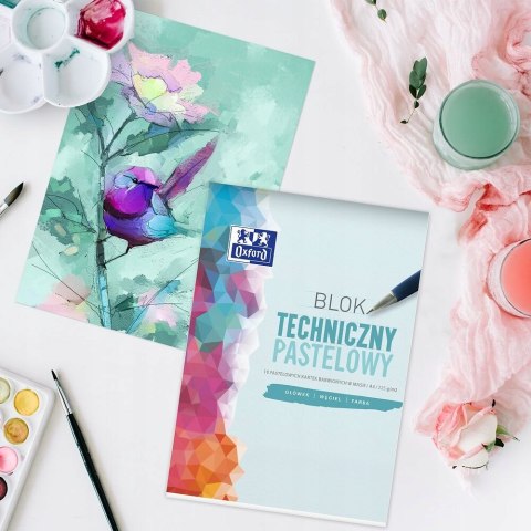 Blok techniczny szkolny A4 pastelowy 10 kartek 225g 400166068 OXFORD