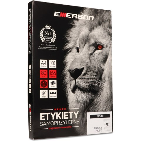 Etykiety A4 białe (100ark) 20x105mm nr.013 EMERSON eta4020x105w Etykiety A4 białe (100ark) 20x105mm nr.013 EMERSON eta4020x105w