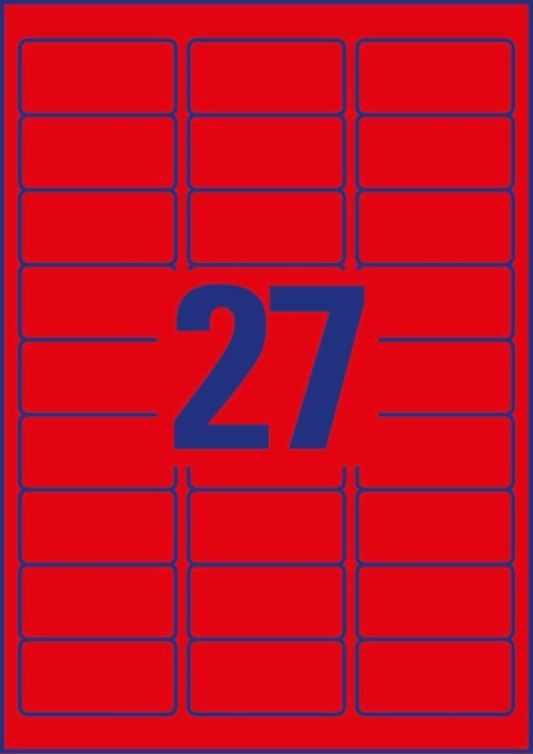 Etykiety neon czerwone(25ark)63,5x29,6mm L6003-25 LK AVERY ZWECKFORM