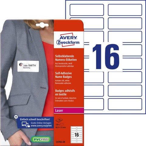 Identyfikatory imienne samop. L4783-20 AVERY ZWECKFORM L4783-20 Identyfikatory imienne samop. L4783-20 AVERY ZWECKFORM L4783-20
