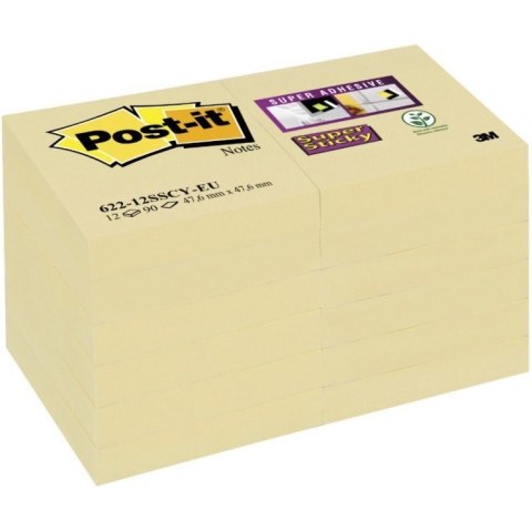 Bloczki 3M POST-IT 47,6x47,6mm żółte 12x90k Super Sticky 70005258978 Bloczki 3M POST-IT 47,6x47,6mm żółte 12x90k Super Sticky 70005258978