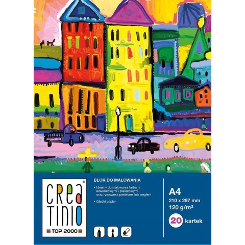 Blok do malowania A4 20 kartek rysunkowy 120g biały 400079858 CREATINIO