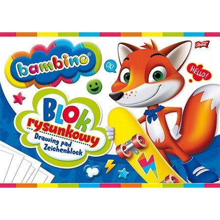 Blok rysunkowy szkolny A4 biały 20 kartek 80g BAMBINO