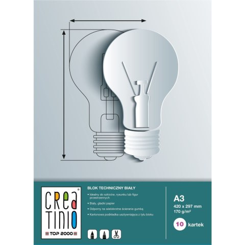 Blok techniczny A3 10k 170g CREATINIO biały 400079850 Blok techniczny A3 10k 170g CREATINIO biały 400079850