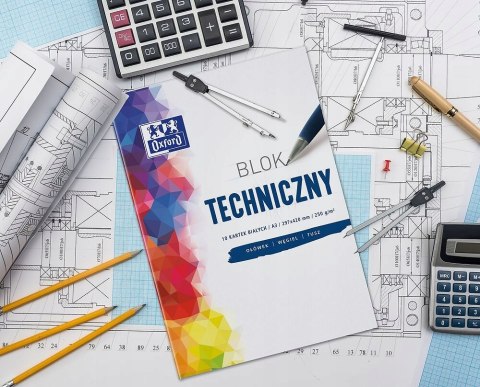 Blok techniczny szkolny A3 biały 10 kartek 250g 400093232 OXFORD
