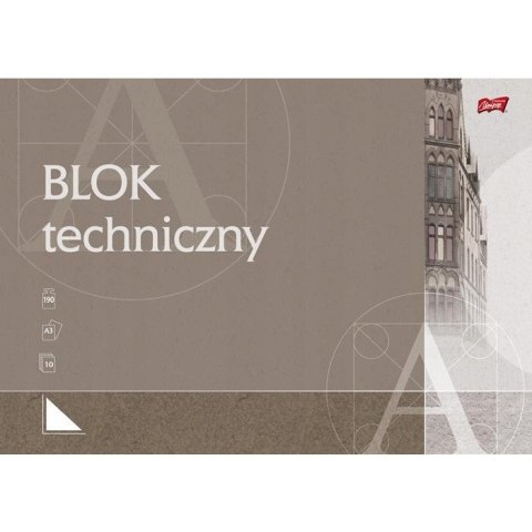 Blok techniczny szkolny A3 biały 10 kartek 190g UNIPAP